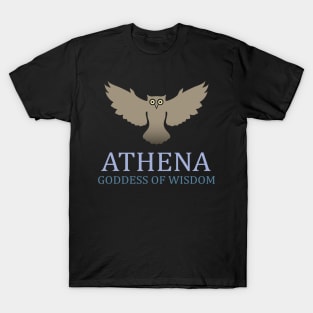 Athena Greek Goddess of War and Wisdom Owl Symbol T-Shirt